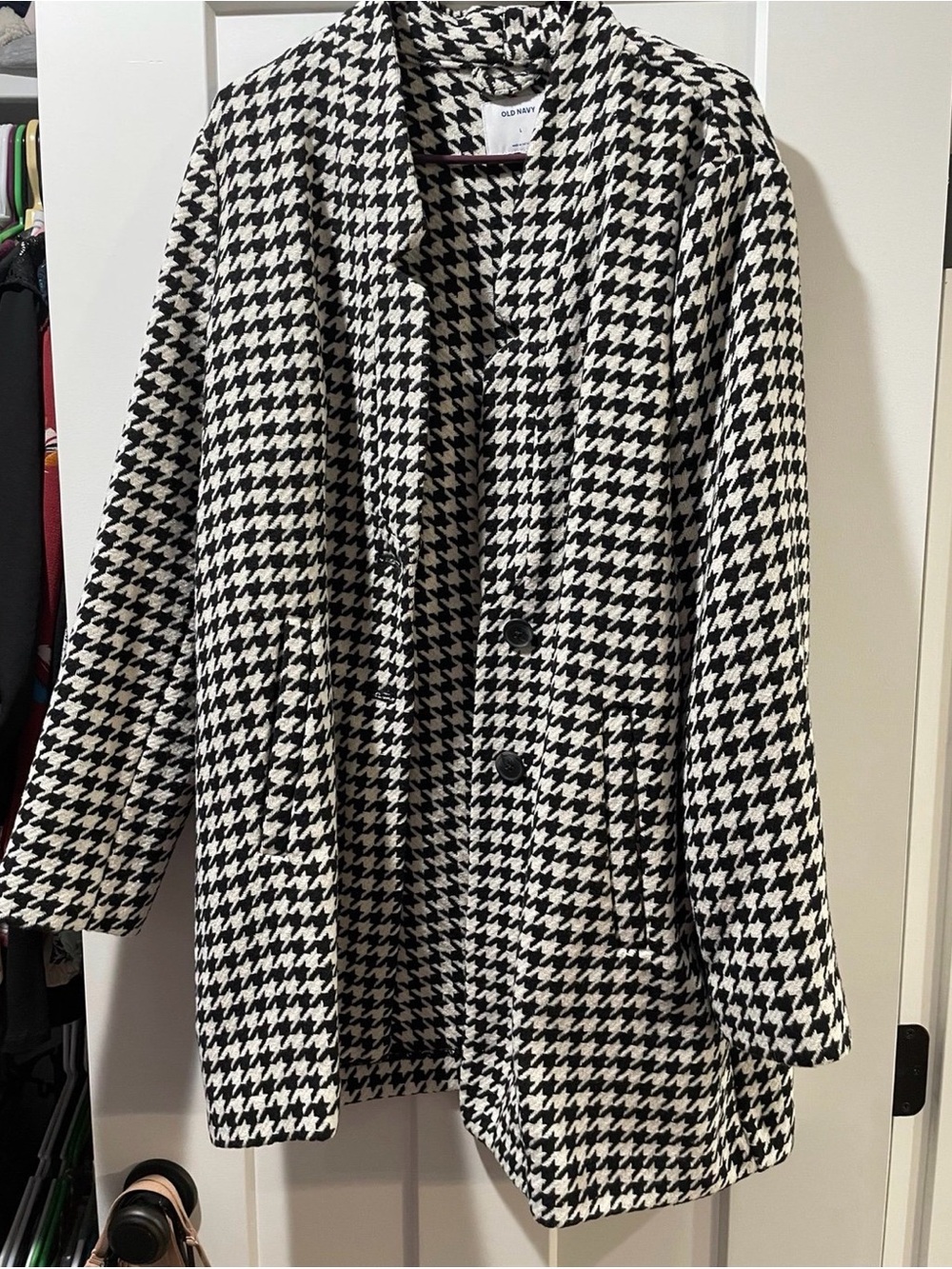 Old Navy Black & White Houndstooth Coat